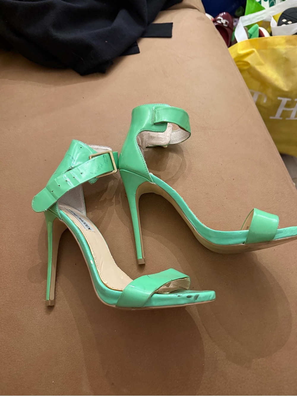 Steve Madden Green High Heel Ankle Strap Sandals
